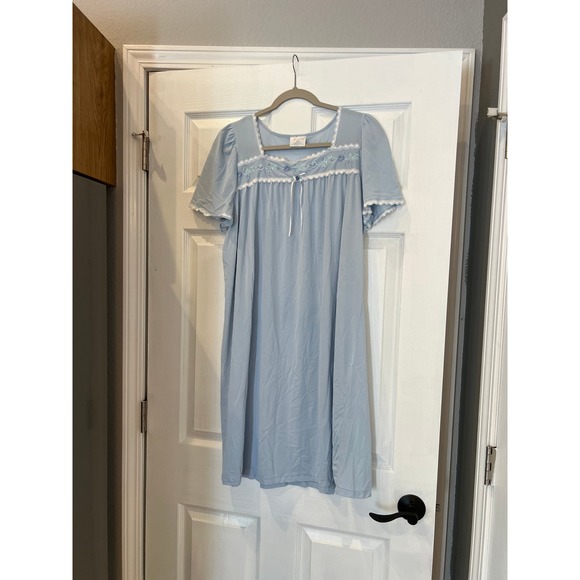 Fundamentals Other - Fundamentals Nightgown Blue Nylon Floral Lace Trim Vintage Grandmacore L/G Retro